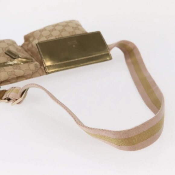 GUCCI GG Canvas Sherry Line Waist bag Beige Gold 28566 Auth 157154 - Picture 8 of 16